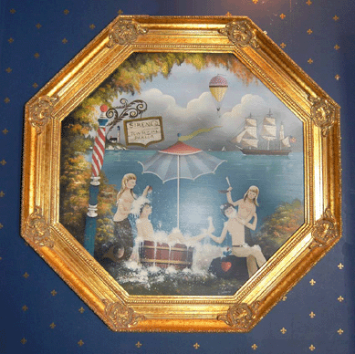 "Sirene's Tonsorial Parlor†by Cape Cod artist Ralph Cahoon hung in an octagonal frame made by the artist and sold for $43,700.
