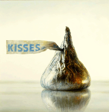 James Del Grosso, "Big Kiss,†2007, oil on canvas, 32 by 32 inches. Courtesy OK Harris, New York.