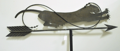 The sheet metal wrought iron weathervane by Hunt Diederich sold at $18,400. 