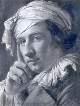Joseph Wright, "Head of a Man,†probably Peter Perez Burdett, circa 1770‷1, black, charcoal on laid paper, Yale Center for British Art, Paul Mellon Collection.