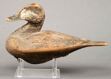 A world auction record was established for a North Carolina decoy when a rare ruddy duck by Lee Dudley sold over estimate at $269,000.