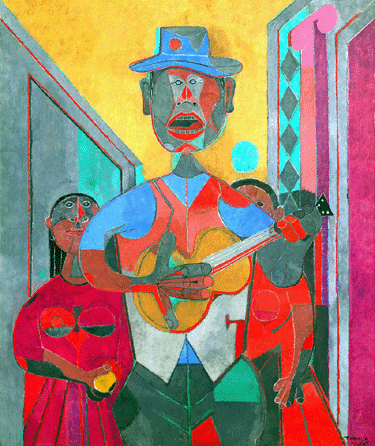 Rufino Tamayo (Mexican 1899‱991), 1945, "Trovador (The Troubadour),†oil on canvas, 60 3/8  by 50 inches, signed and dated "Tamayo, O-45†lower right, sold for $7,209,000 (world auction record for the artist; world auction record for the Latin American art category).