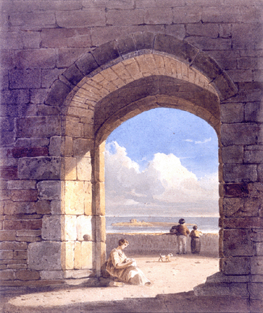 John Varley, "An Arch at Holy Island, Northumberland,†1809, watercolor over graphite on wove paper. Yale Center for British Art, Paul Mellon Collection.