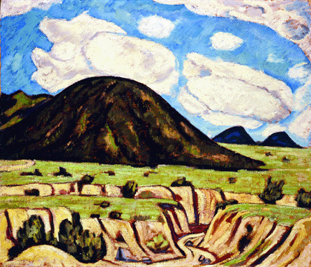 Marsden Hartley (1877‱943), "Landscape, New Mexico,†1920, oil on composition board. Collection of the Roswell Museum and Art Center, gift of Ione and Hudson Walker. 