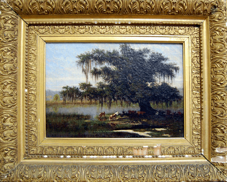 A Nineteenth Century Louisiana bayou landscape by Richard Clague attracted strong pre-sale interest and realized $161,000. 