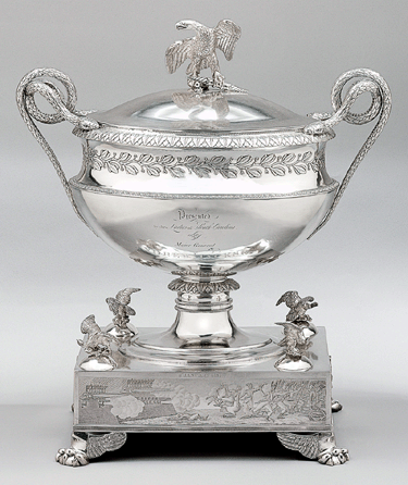 Urn presented to Andrew Jackson, silver, 1816, Philadelphia, made by Thomas Fletcher and Sidney Gardiner. Collection of the South Carolina State Museum, Columbia, S.C. ⁈unter Clarkson photo