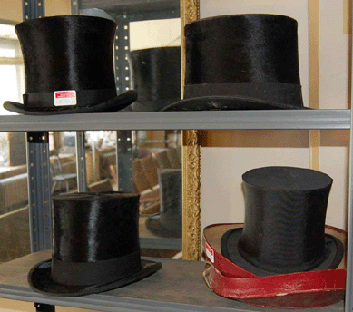 Four opera hats were offered, but only the one shown lower right sold †it was $165.