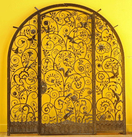 The top lot of the auction was this English Art Deco hammered wrought iron gate, Galsworthy, that attained $73,600.