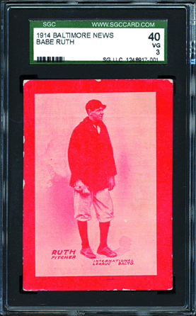 Top lot of the one-day sale was this 1914 Baltimore News Babe Ruth rookie card that sold for $517,000. 