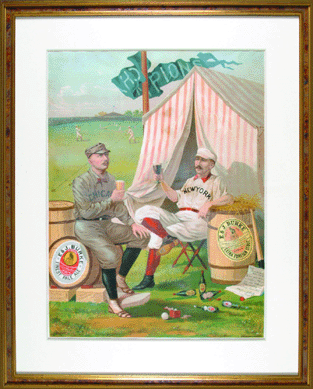 An 1880 Cap Anson and Buck Ewing "Burke Ale†beer poster set two records when it sold for $188,000.