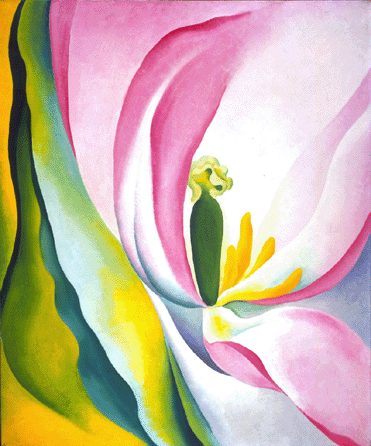 Georgia O'Keeffe, "Pink Tulip,†1926, oil on canvas, 36 by 30 inches. The Baltimore Museum of Art, bequest of Mabel Garrison Siemonn, in memory of her husband George Siemonn. ©Georgia O'Keeffe Museum