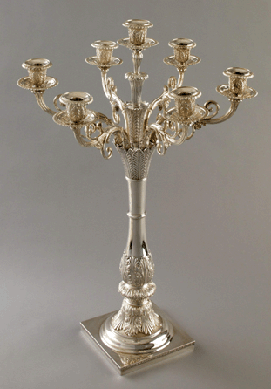 Candelabrum, Philadelphia, made by Thomas Fletcher, 1834‴0, silver. Ruth J. Nutt collection of American silver. ⁔homas Nutt photo