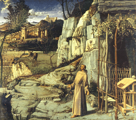 Giovanni Bellini (circa 1430‱516), "St Francis in the Desert,†circa 1480, tempera and oil on panel, 49 by 55 7/8 inches, The Frick Collection.