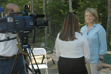 Martha Stewart spent part of the preview in front of a TV camera for one of the local chan-nels.