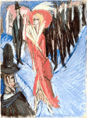 Ernst Ludwig Kirchner (German, 1880‱938), "Red Cocotte (Rote Kokotte),†1914, pastel and chalk. 16 1/8 by 11 7/8 inches. Staatsgalerie Stuttgart, Graphische Sammlung. © Ingeborg and Dr Wolfgang Henze-Ketterer, Wichtrach/Bern.