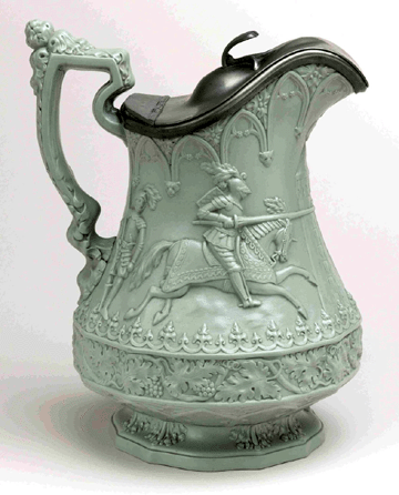 Jug, manufactured by W. Ridgway & Company, Hanley, England, 1840, glazed stoneware and pewter, Cooper-Hewitt, National Design Museum, Smithsonian Institution, gift of Stephen Parks. ⁍att Flynn photo 