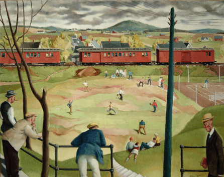 A significant but sometimes neglected regionalist, Paul Sample painted genre scenes like "Sand Lot Ball Game,†1938, which conveyed a glimpse of life in small-town New England.