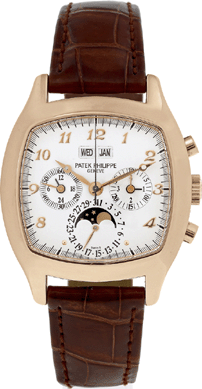This Patek Philippe Ref 5020 in pink gold, also known as the "TV Watch,†sold for $190,400.