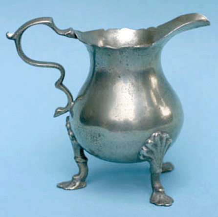 This pewter creamer was purchased at auction August 3 and was reported stolen from a dealer booth at the Mid*Week in Manchester Antiques Show August 6.