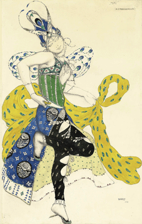 Drawing of a Leon Bakst costume for Natalia Trouhanova in the ballet La Peri, 1911. Russian private collection. Courtesy Unique Art Gallery Ltd.