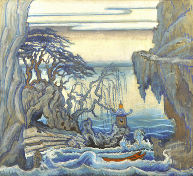Alexandre Benois's scenic decoration for The Nightingale, 1914, watercolor on paper. ©D. Vicheney