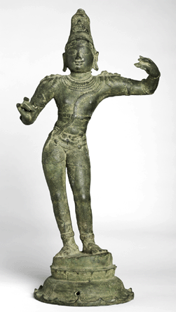 "Standing Rama Wearing a High Headdress and Dhoti,†India, Tamil Nadu, Thirteenth Century, bronze, 28 by 14 inches. Harvard Art Museum/Arthur M. Sackler Museum, Gift of Dr Denman W. Ross. 