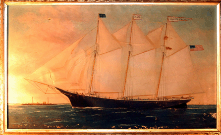 A ship's portrait by William Pierce Stubbs of the schooner Carrie A. Norton fetched $9,890.
