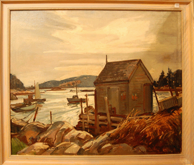 W. Lester Stevens commanded attention with an oil on canvas view, "Vinalhaven Cove, Maine,†which realized $4,600