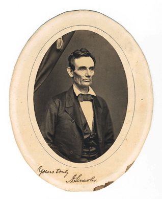 A signed Abraham Lincoln early albumen photograph brought $207,000.