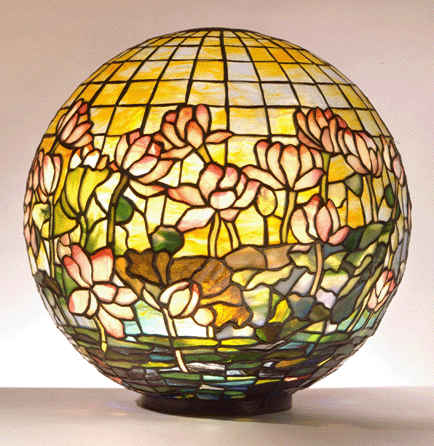 Pond Lily globe, 1900‱910, leaded glass, 13 1/3 inches high by 14 inches diameter, Tiffany Studios, New York. Neustadt Collection of Tiffany Glass, Long Island City, N.Y.