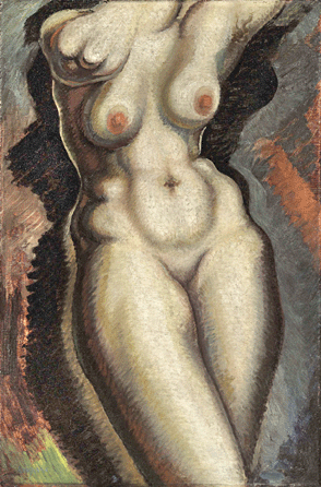 Alexander Archipenko (1887‱964), "Torse,†oil on canvas, 30 by 20 1/8  inches, was the sale's top lot at $218,500.