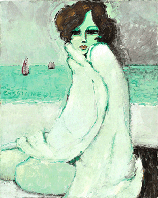 Jean-Pierre Cassigneul (b 1935), "Femme au peignoir blanc,†1968, oil on canvas, 31 7/8  by 25 5/8  inches, sold for $158,500.