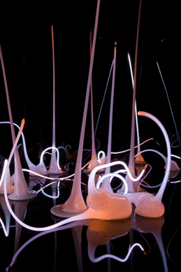 "Glass Forest #3,†created in 2007, is a reinterpretation by Chihuly of "Glass Forest #1 and #2,†created with James Carpenter during their 1971‱972 collaboration, 7 by 28 by 17 inches. Carpenter's solo works are part of a companion show at RISD. ⁔eresa Nouri Rishel photo