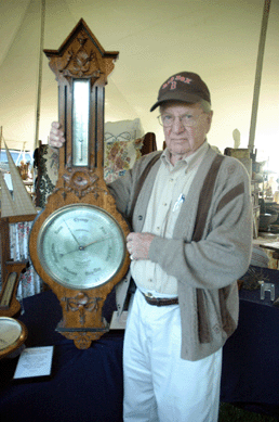 C. Neville Lewis, The Barometer Shop, Cushing, Maine, shows a Nineteenth Century rarity †an English oak banjo-style barometer featuring two reference needles.