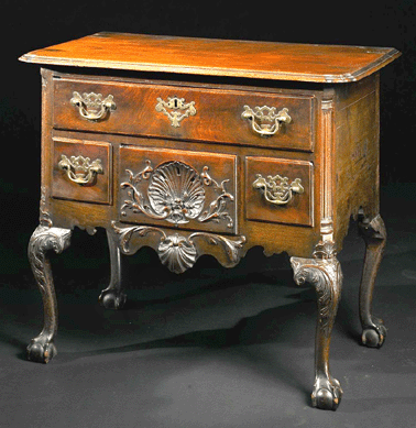 The Van Pelt-Robb family Chippendale carved and figured mahogany dressing table, attributed to Henry Clifton and Thomas Carteret, carving by Nicholas Bernard, Philadelphia, circa 1755, sold to Albert Sack for $1,142,500.