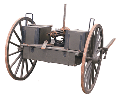 A rare Colt model 1874 "Camel†Gatling gun complete with original carriage crate cover and accessories brought $230,000.
