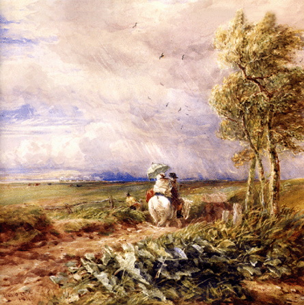 David Cox, "Sun, Wind and Rain,†1845, watercolor over traces of graphite and black chalk with scratching out on wove paper, Birmingham Museums & Art Gallery.