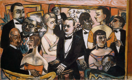 Although painted on commission for the German embassy in Paris, Max Beckmann's "Paris Society,†1931, injects a note of caricature into this depiction of German residents of the French capital. Solomon R. Guggenheim Museum, New York City.