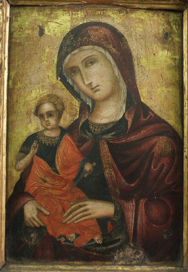 A Nineteenth Century Russian icon depicting a red-robed Madonna and child was the highlight when it sold for $24,000. 