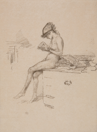 James A.M. Whistler's "The Little Nude Model, Reading,†lithograph on Japan paper, 1889‹0, brought a record $84,000.