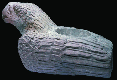 A cuauhxicalli carved in the form of an eagle would have been used to contain human hearts extracted for sacrifice.