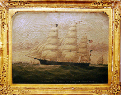 The 1861 portrait of the ship Glendower by William Gay Yorke sold on the phone for $57,500. The vessel was built at Newburyport by John Currier in whose family the painting descended.