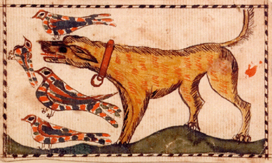 "I love this thing,†Ron Pook said as he sold lot 68, a vibrant Southeastern Pennsylvania watercolor fraktur bookplate dating from the early Nineteenth Century. It measures 2¾ by 4½ inches and depicts a dog chasing four birds. It had a presale estimate of $3/4,000, and apparently it was loved by others, as it sold for $25,740.