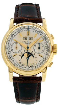 Yellow gold, first series Patek Philippe, Genève, Ref. 2499, made in 1956, was the sale's top lot at $1,514,400.
