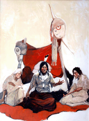 Frank E. Schoonover, "Red Crow's Brother,†1927, from Red Crow's Brother by James Willard Schultz, in The American Boy, November 1927, oil on canvas, 36 by 26 inches. Lent from the collection of Phyllis and Norman Aerenson, 2008.