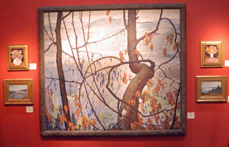 Cooley Gallery, Old Lyme, Conn. The large landscape in the center is "Autumn, Upper Black Eddy†by Ross Braught (1898‱983). It was exhibited at PAFA circa 1922.
