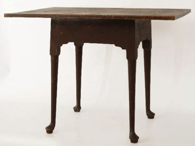 Queen Anne tap table in red paint was the subject of much interest, and it sold for $23,000.
