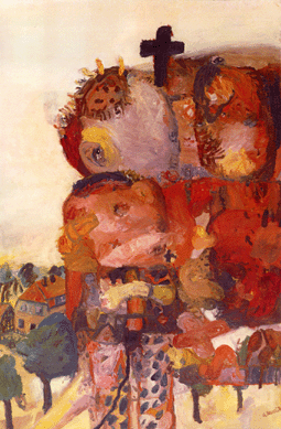 Georg Baselitz (German, b 1938), "Saxon Motif,†1964, oil on canvas, 76¾ by 51 3/16 inches. Harvard Art Museum/Busch-Reisinger Museum, Friends Anniversary Collection, gift of Dorette Hildebrand-Staab. ⁰hoto courtesy Dorette Hildebrand-Staab