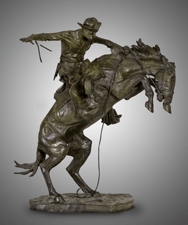 A fine Frederic Remington 32-inch Bronco Buster bronze sold for $660,000. 