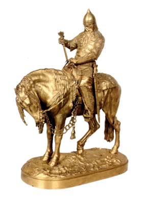 A Russian bronze by Evgeny Aleksandrovich Lansere, "The Warrior,†estimated at $8/12,000, sold after a brief bidding war for $32,400.